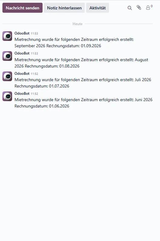 Chatter eines Mietverhältnisses nach vier Monaten Sollstellung