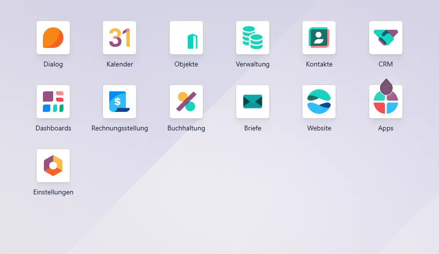 Startseite mit den Apps