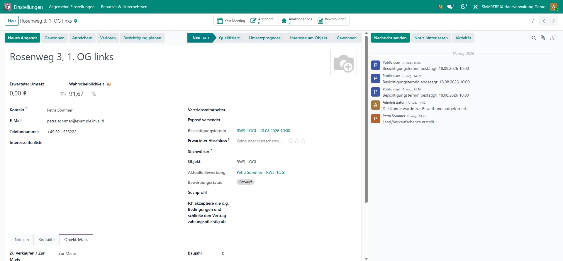 Reiter „Objektdetails“