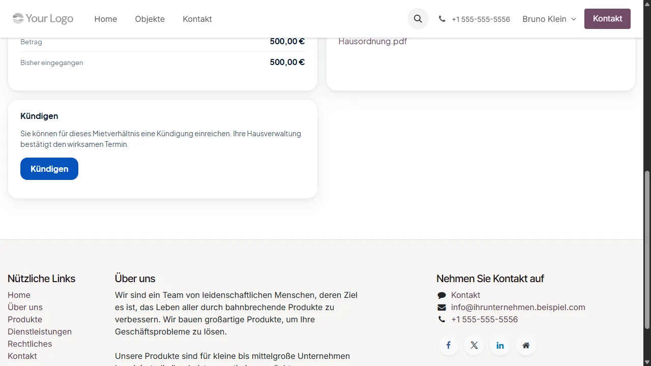 Karte „Kündigen“
