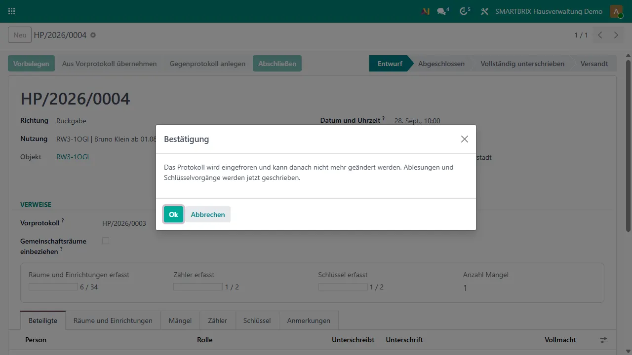 Bestätigungsdialog beim Abschließen
